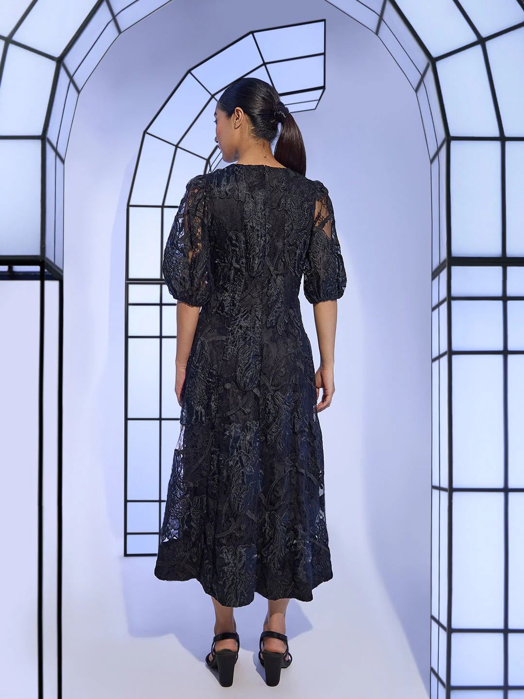 Black Lace Midaxi Dress - Image 4