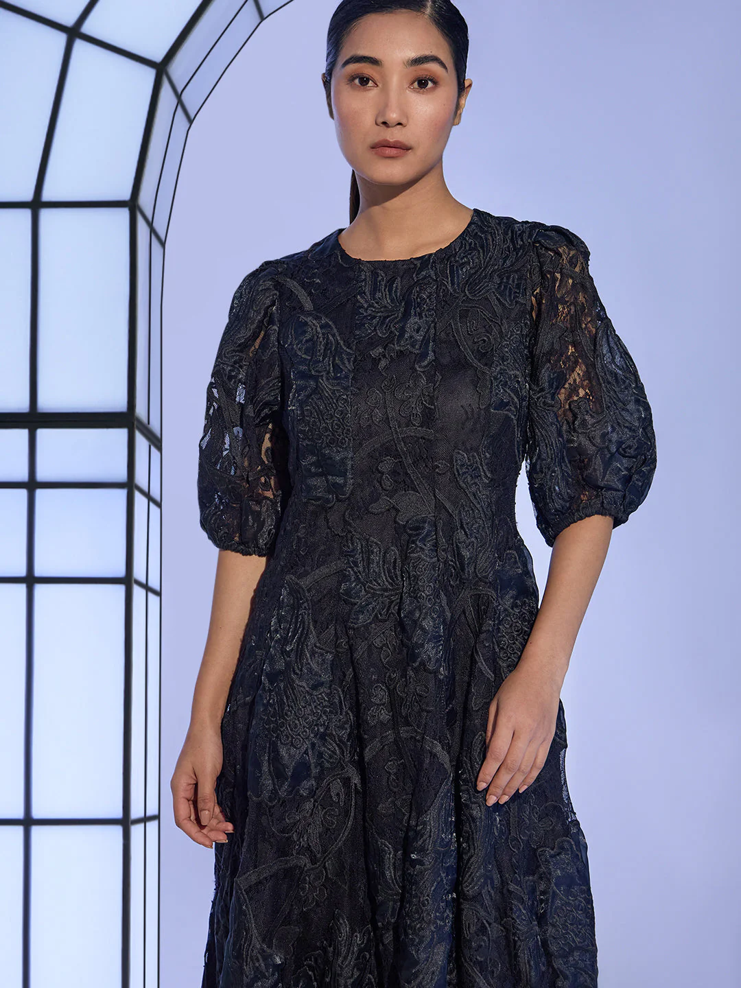 Black Lace Midaxi Dress - Image 5