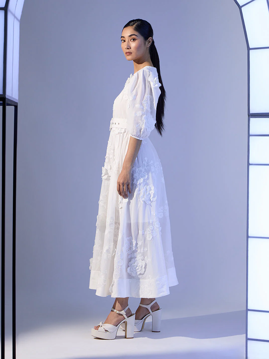 EDIT Embroidered Belted Dress - Image 3