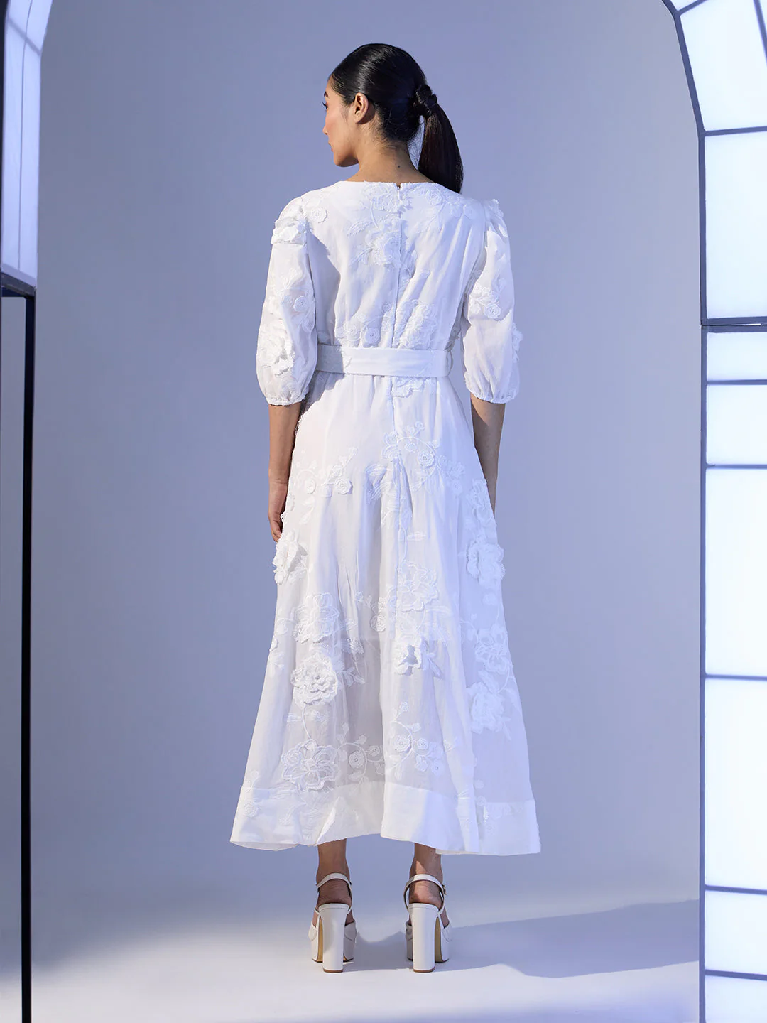 EDIT Embroidered Belted Dress - Image 4