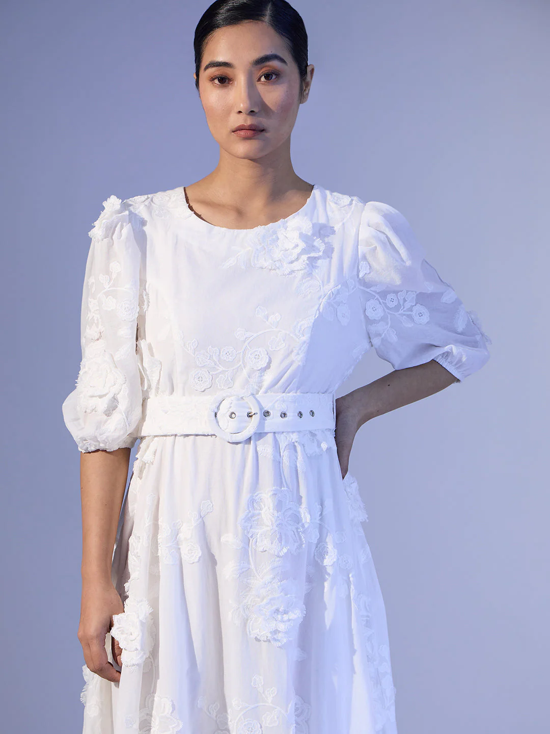 EDIT Embroidered Belted Dress - Image 5