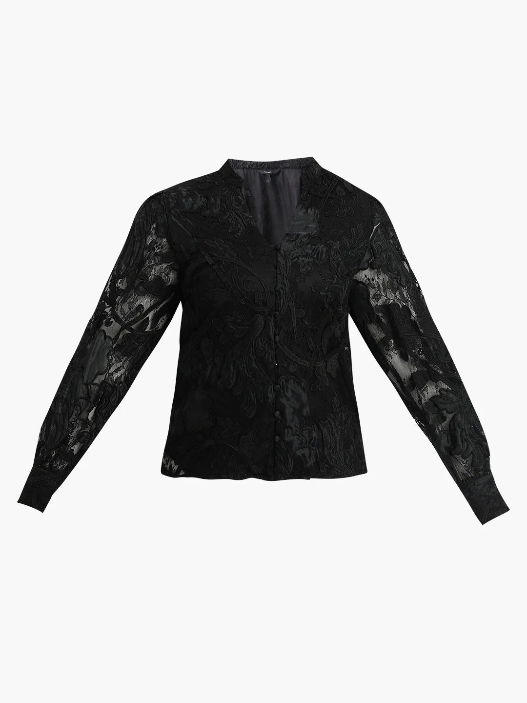 EDIT Black Sheer Embroidered Shirt - Image 7