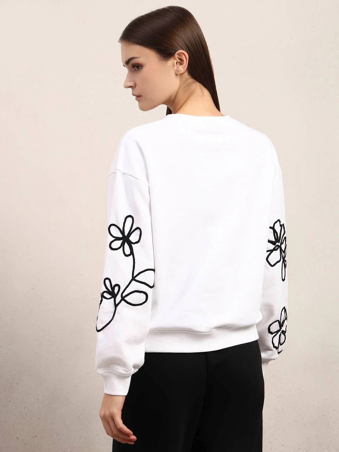 White Floral Print Sweatshirt - Image 4