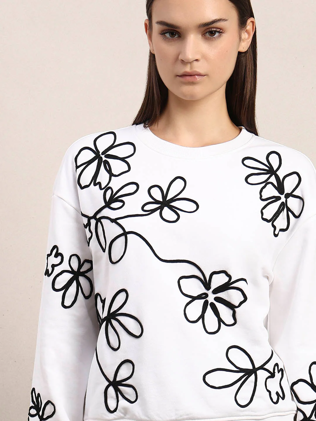 White Floral Print Sweatshirt - Image 6