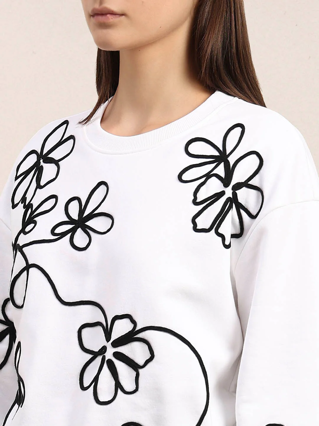White Floral Print Sweatshirt - Image 8