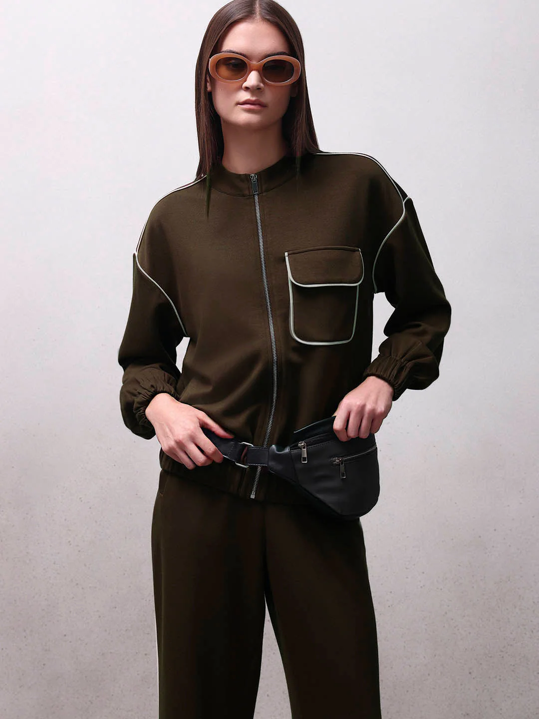 Dark Brown Zip-Up Jacket