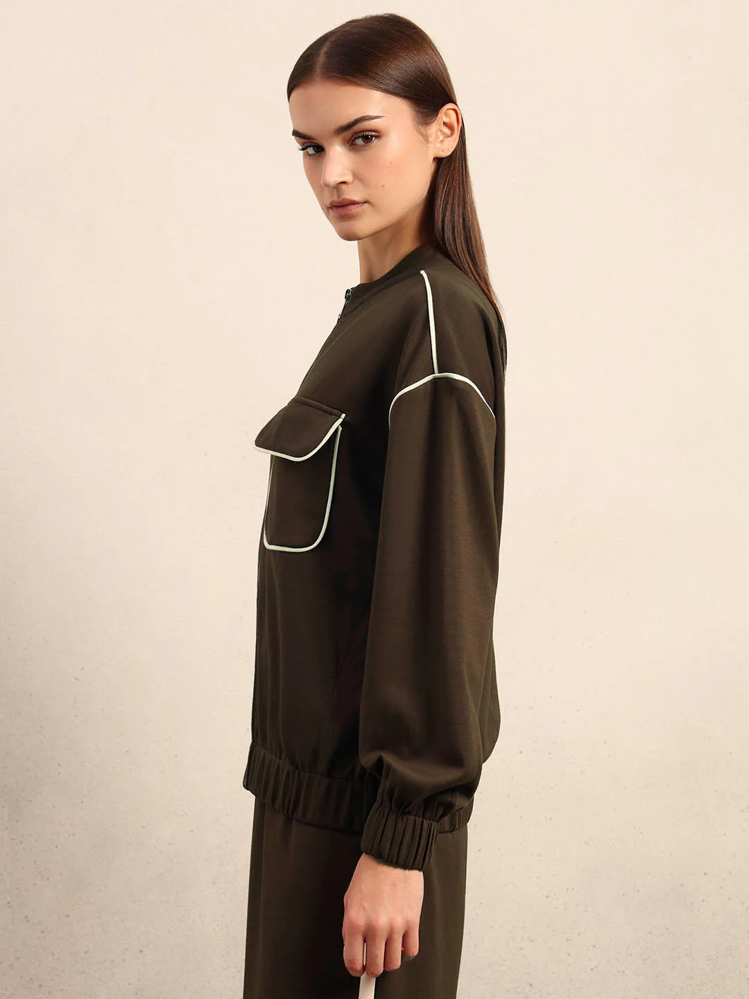 Dark Brown Zip-Up Jacket - Image 3
