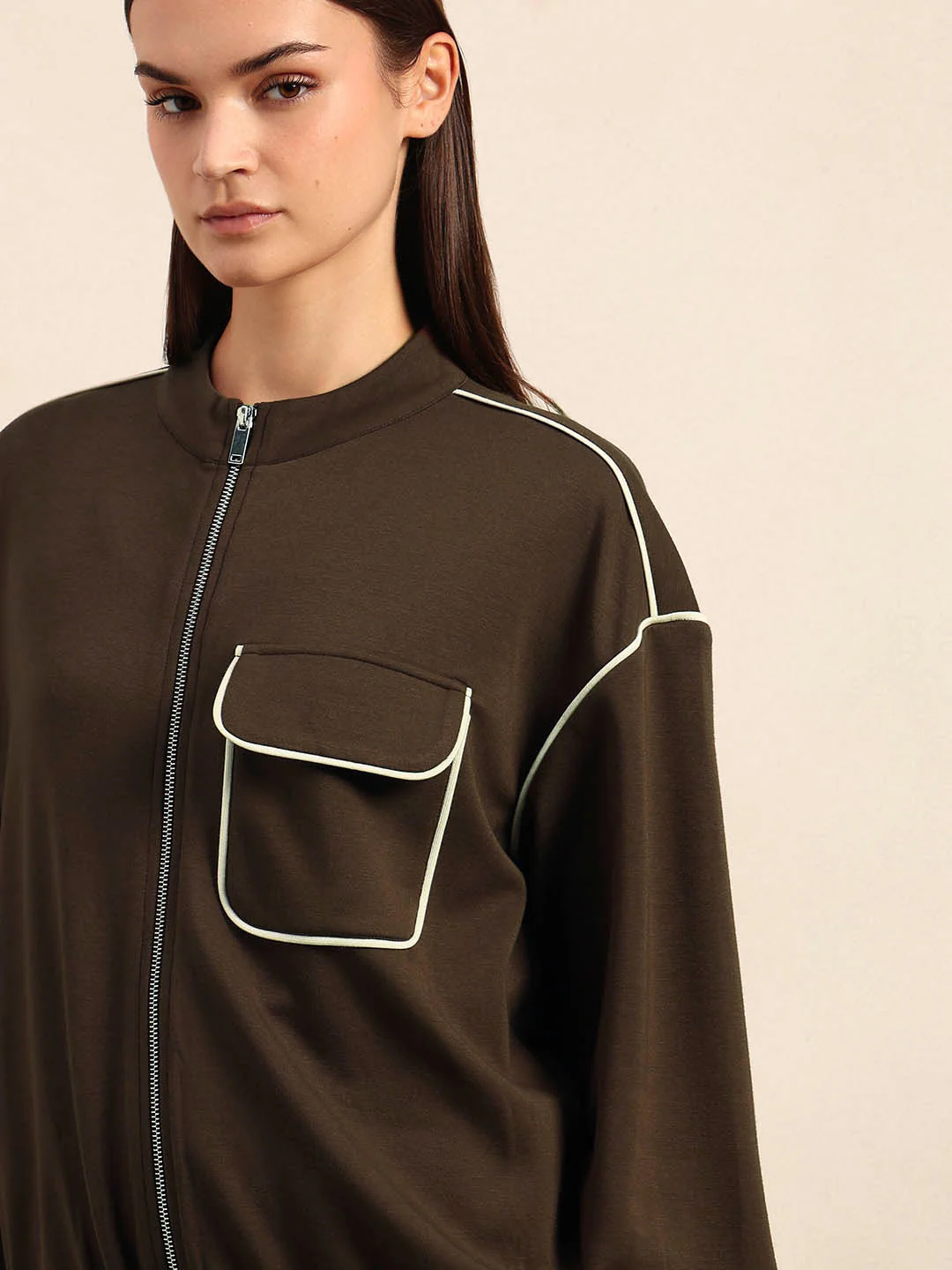 Dark Brown Zip-Up Jacket - Image 6