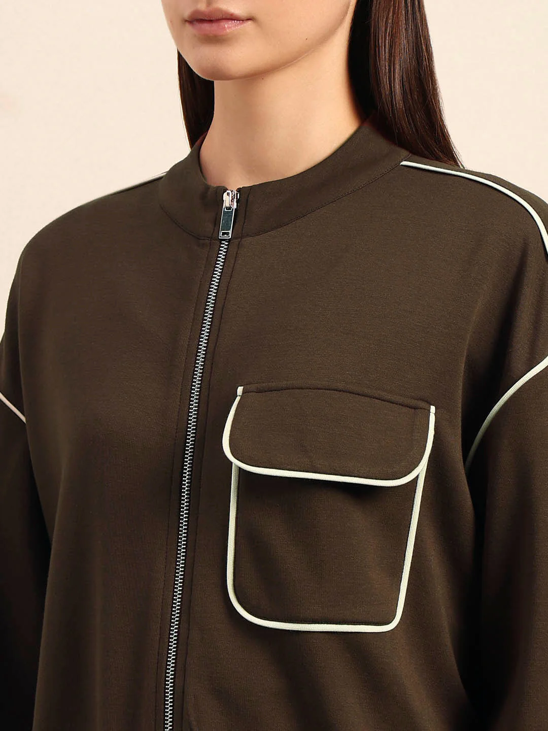 Dark Brown Zip-Up Jacket - Image 8