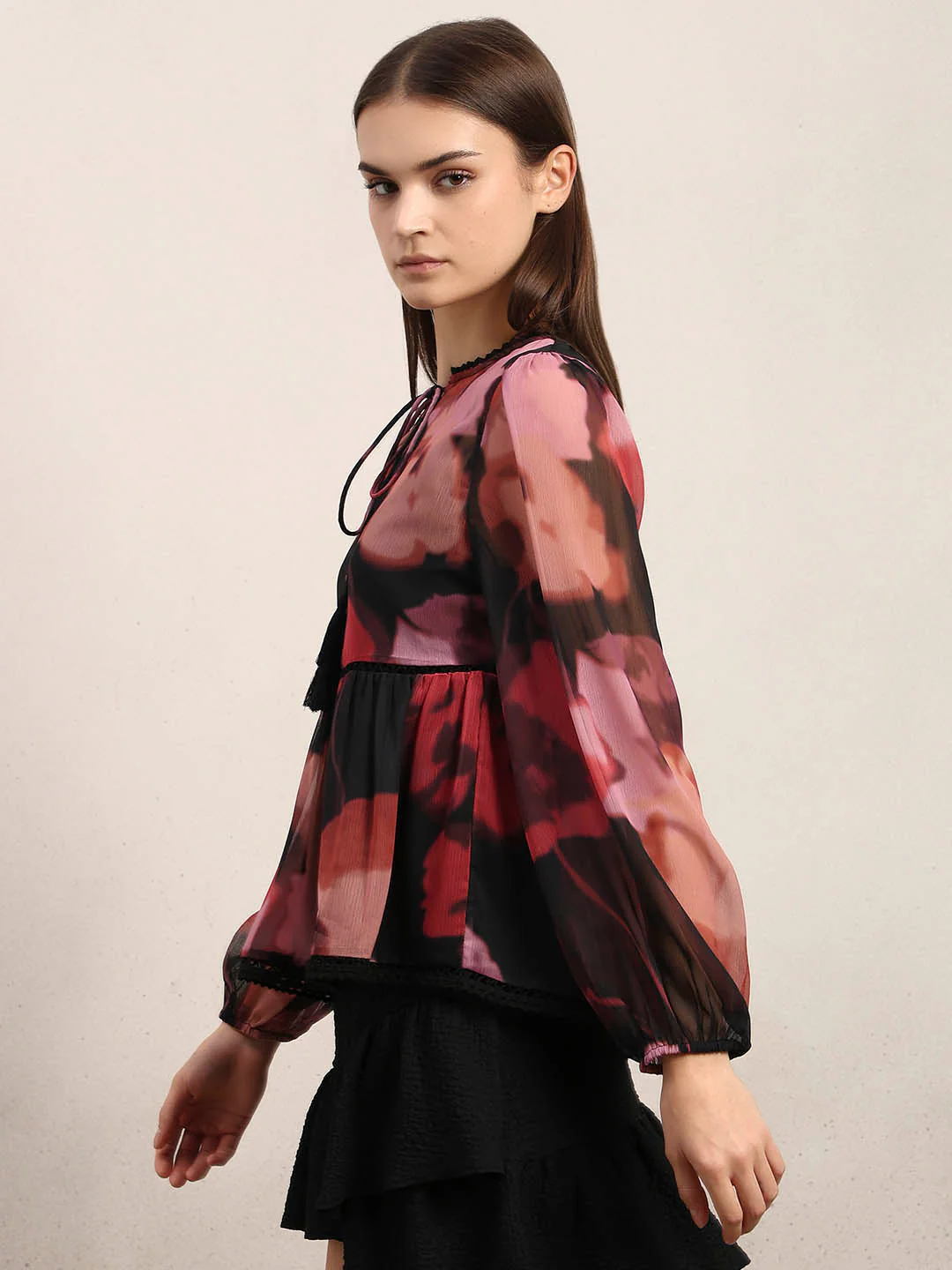 Floral Chiffon Sheer Top - Image 3