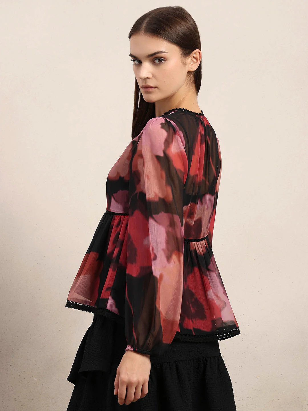 Floral Chiffon Sheer Top - Image 4