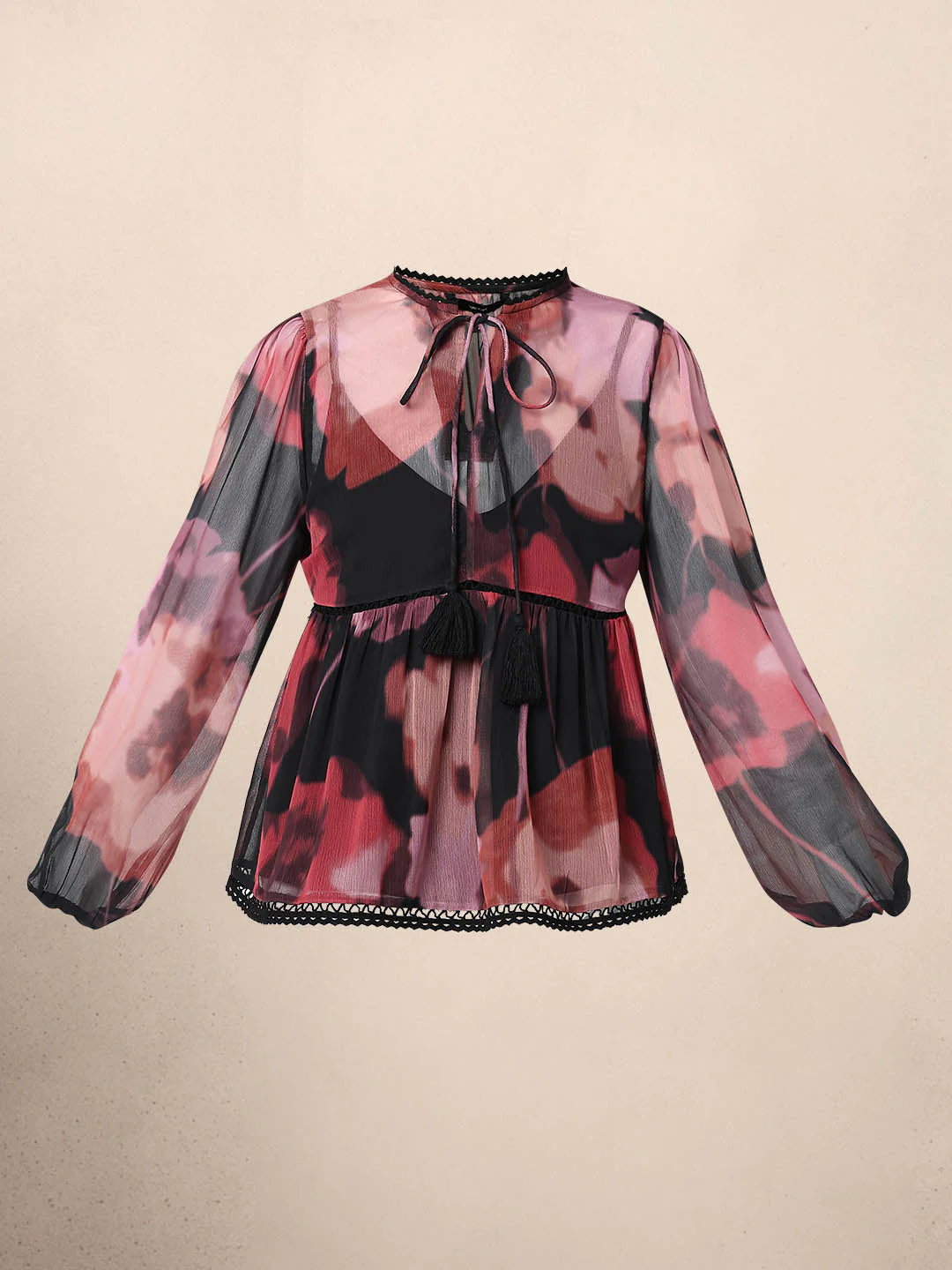 Floral Chiffon Sheer Top - Image 7