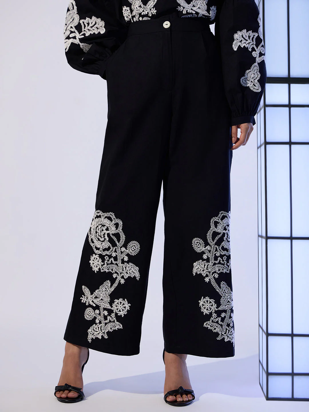 EDIT Embroidered Wide Leg Pants - Image 2