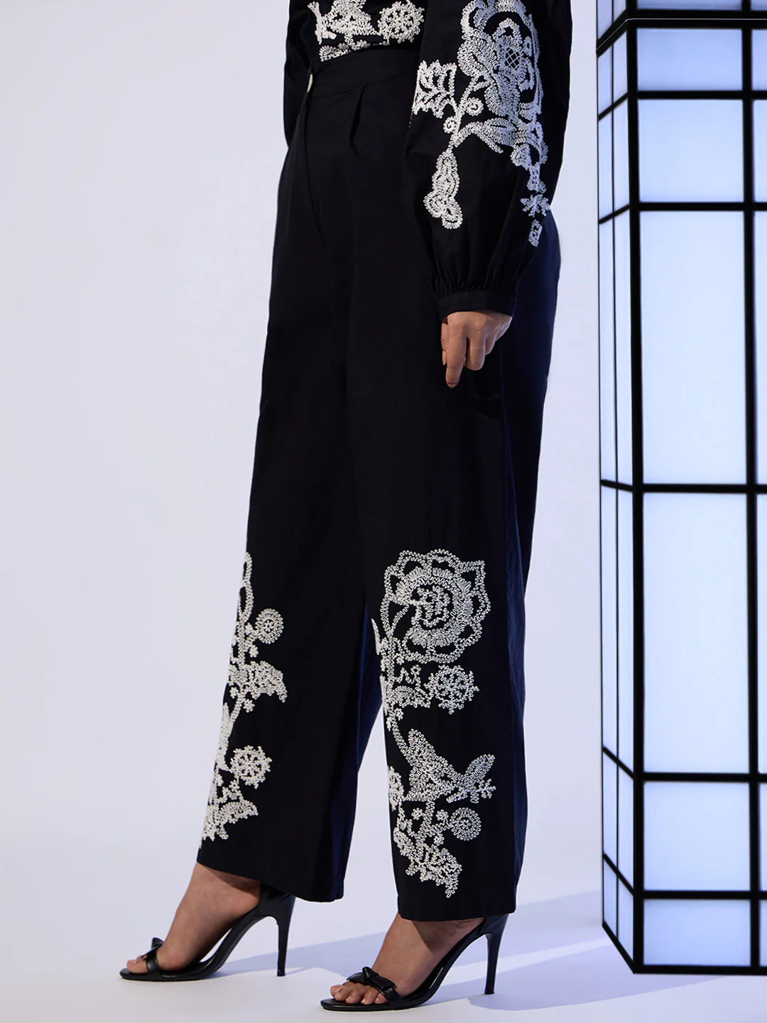 EDIT Embroidered Wide Leg Pants - Image 3