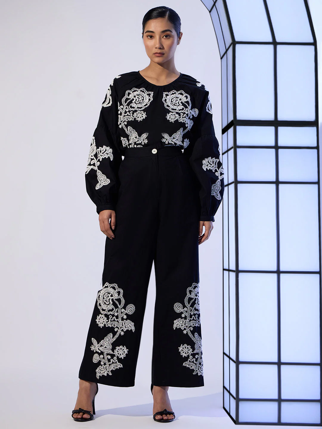 EDIT Embroidered Wide Leg Pants - Image 5