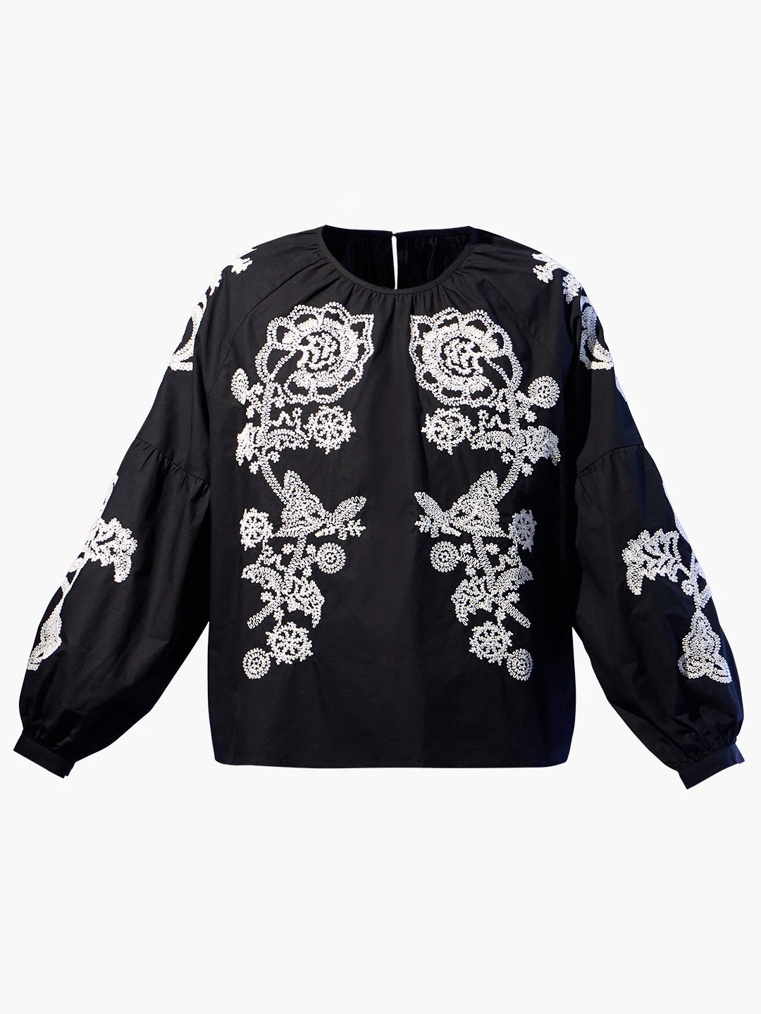 Black Embroidered Cotton Top - Image 7