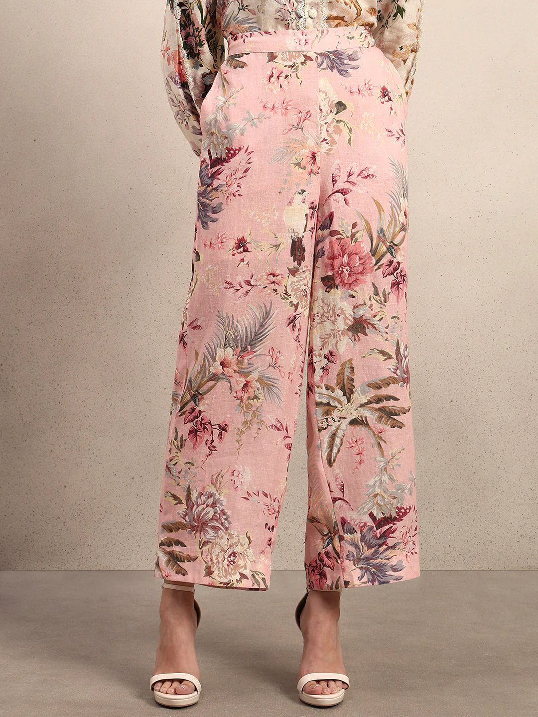 Floral Wide Leg Linen Pants - Image 2
