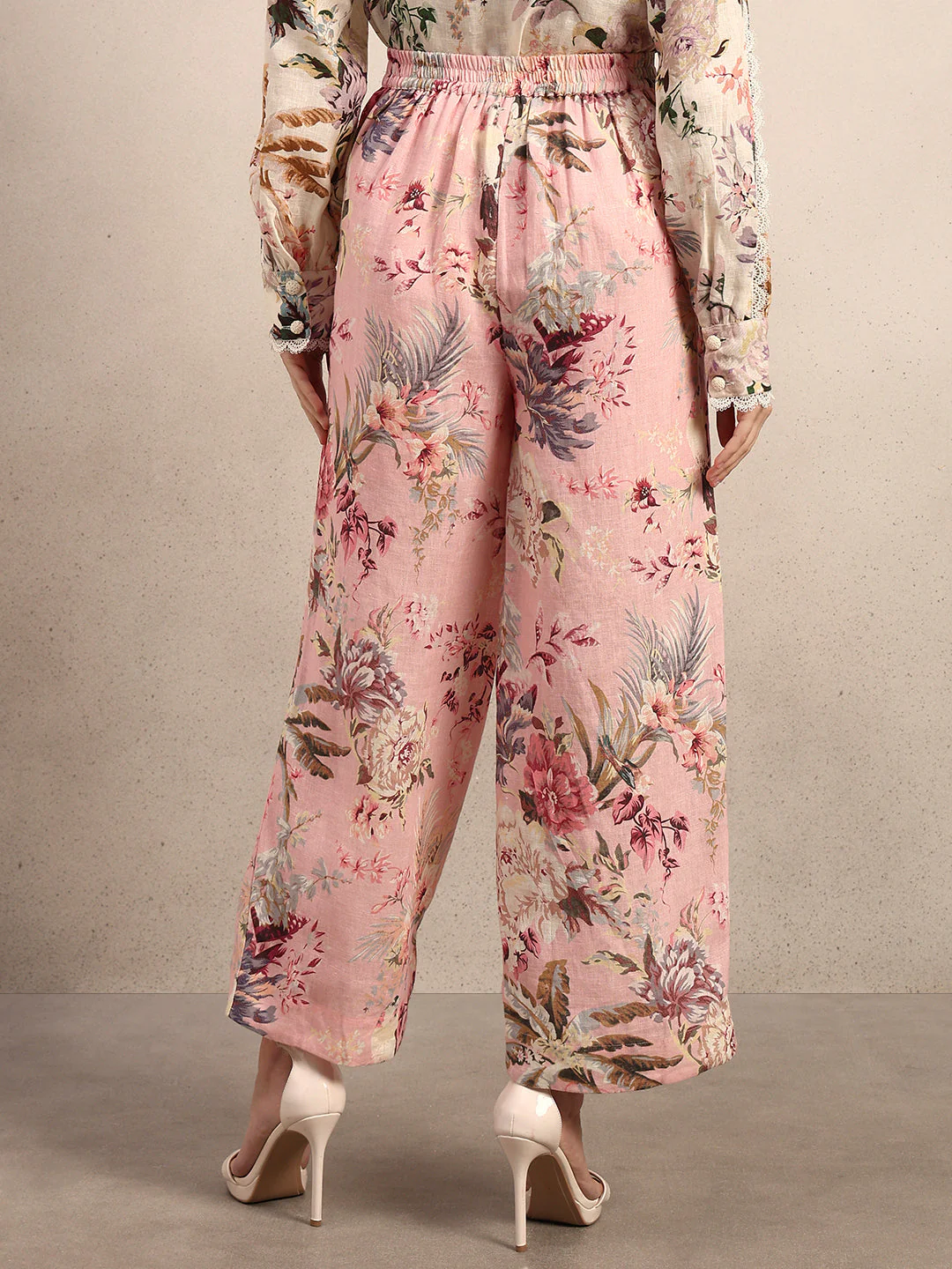 Floral Wide Leg Linen Pants - Image 4