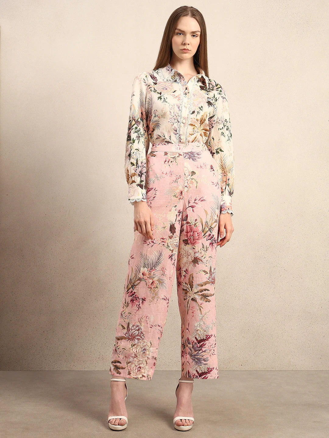 Floral Wide Leg Linen Pants - Image 5