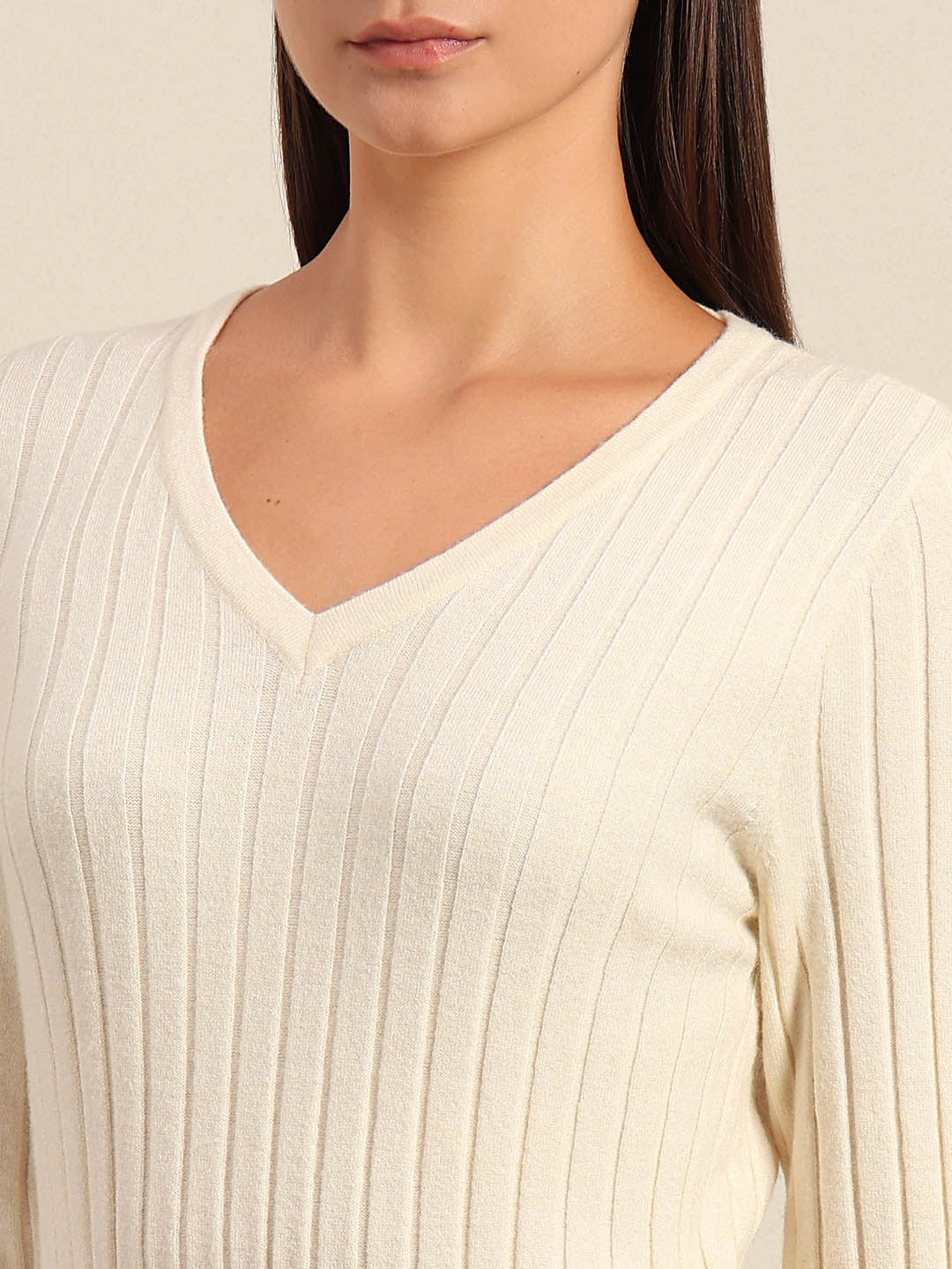 Ivory Ribbed Knit Dress - Image 6