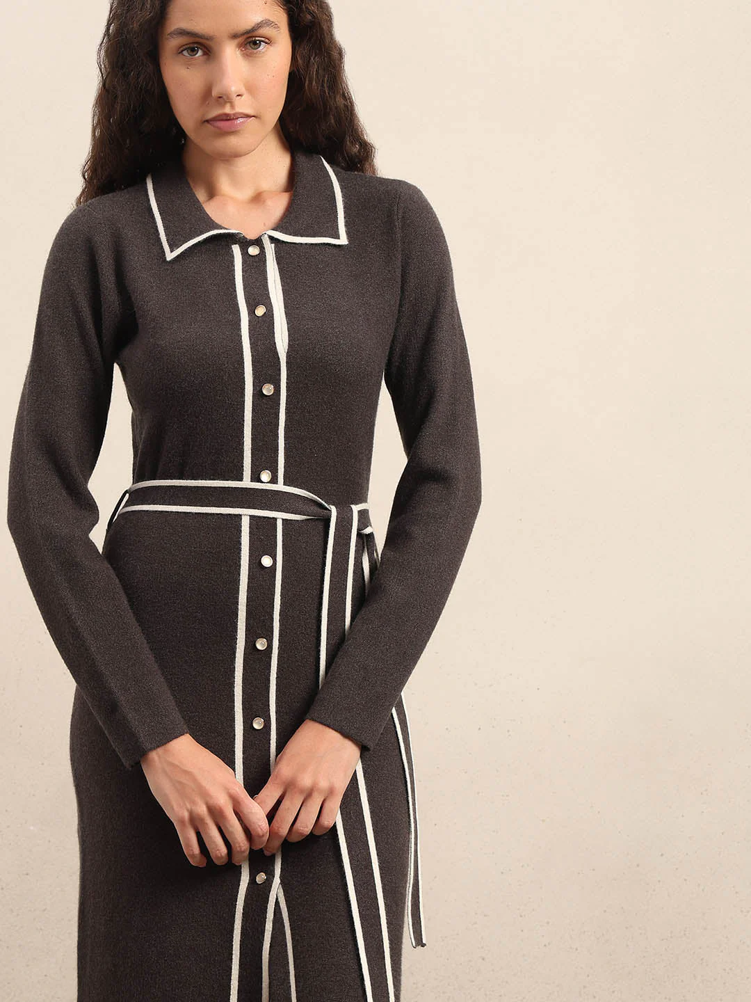 Knitted Belted Midi Dress - Image 5