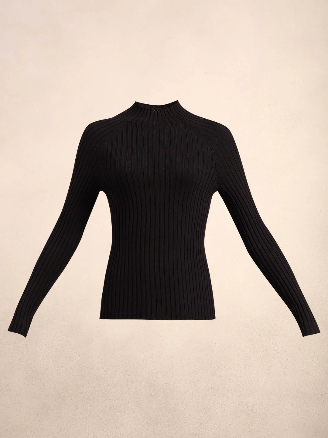 Black Ribbed Knit Fitted Top - Image 7