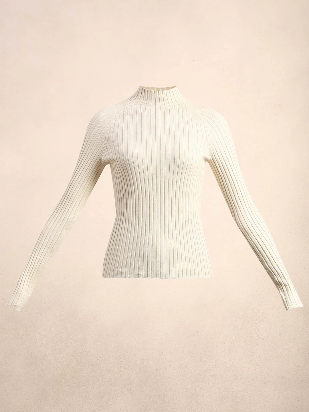 White Ribbed Knit Fitted Top - Image 7