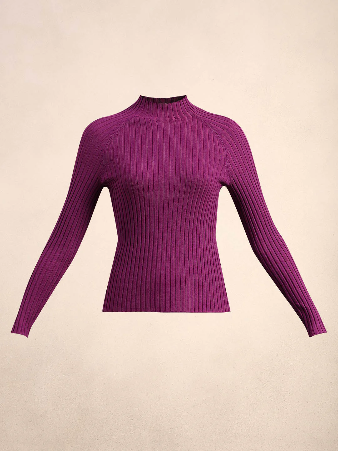 Purple Ribbed Knit Fitted Top - Image 7