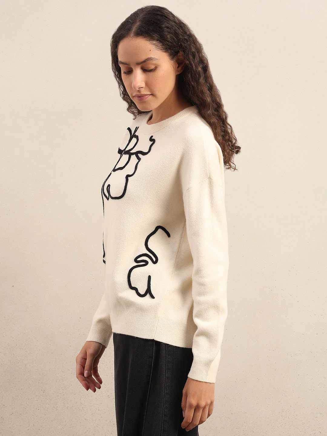 Floral Print Ivory Sweater - Image 3
