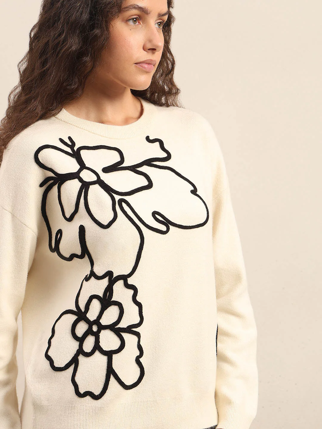 Floral Print Ivory Sweater - Image 6