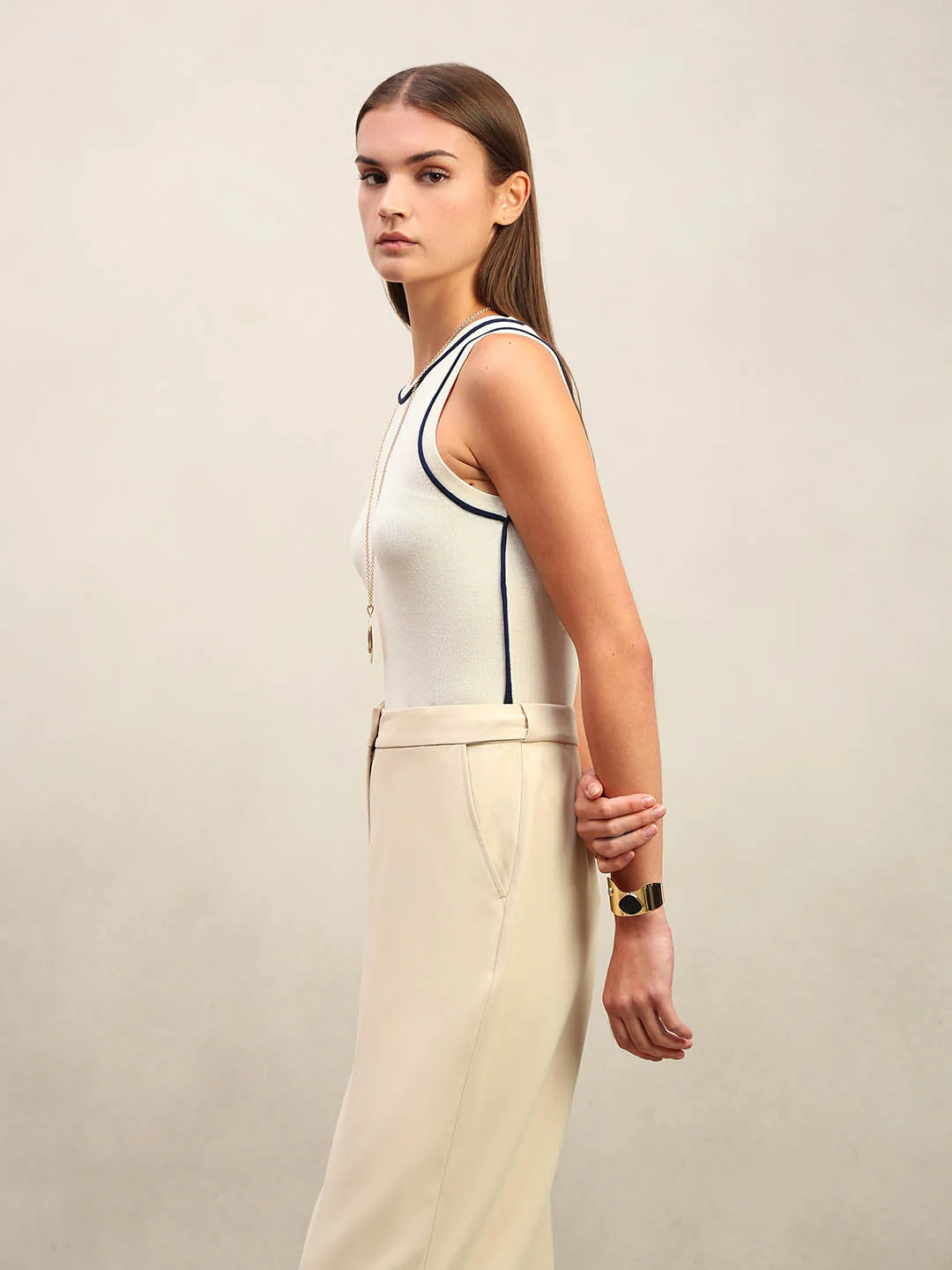 Ivory Sleeveless Knit Tank