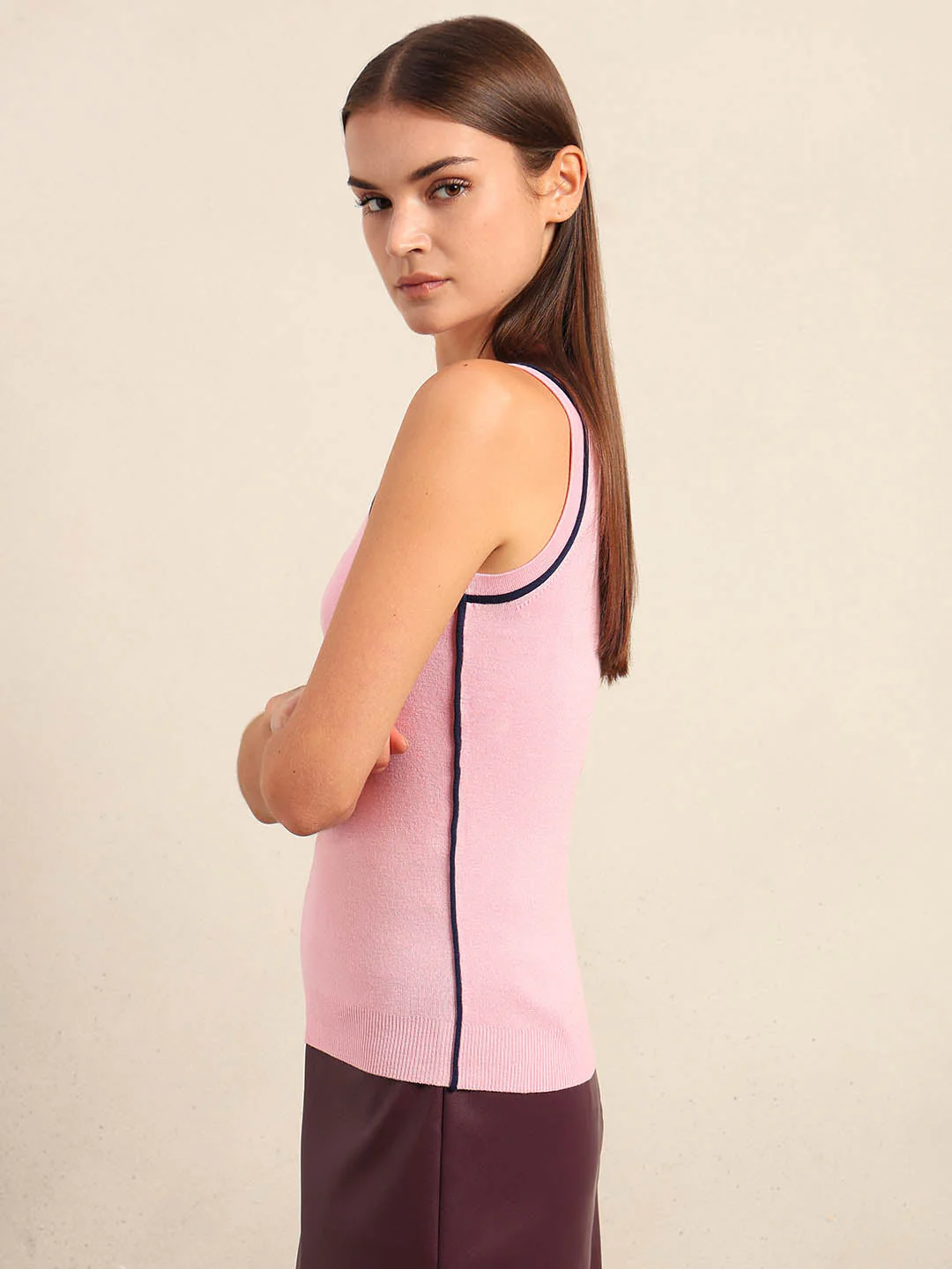 Pink Sleeveless Knit Tank - Image 3