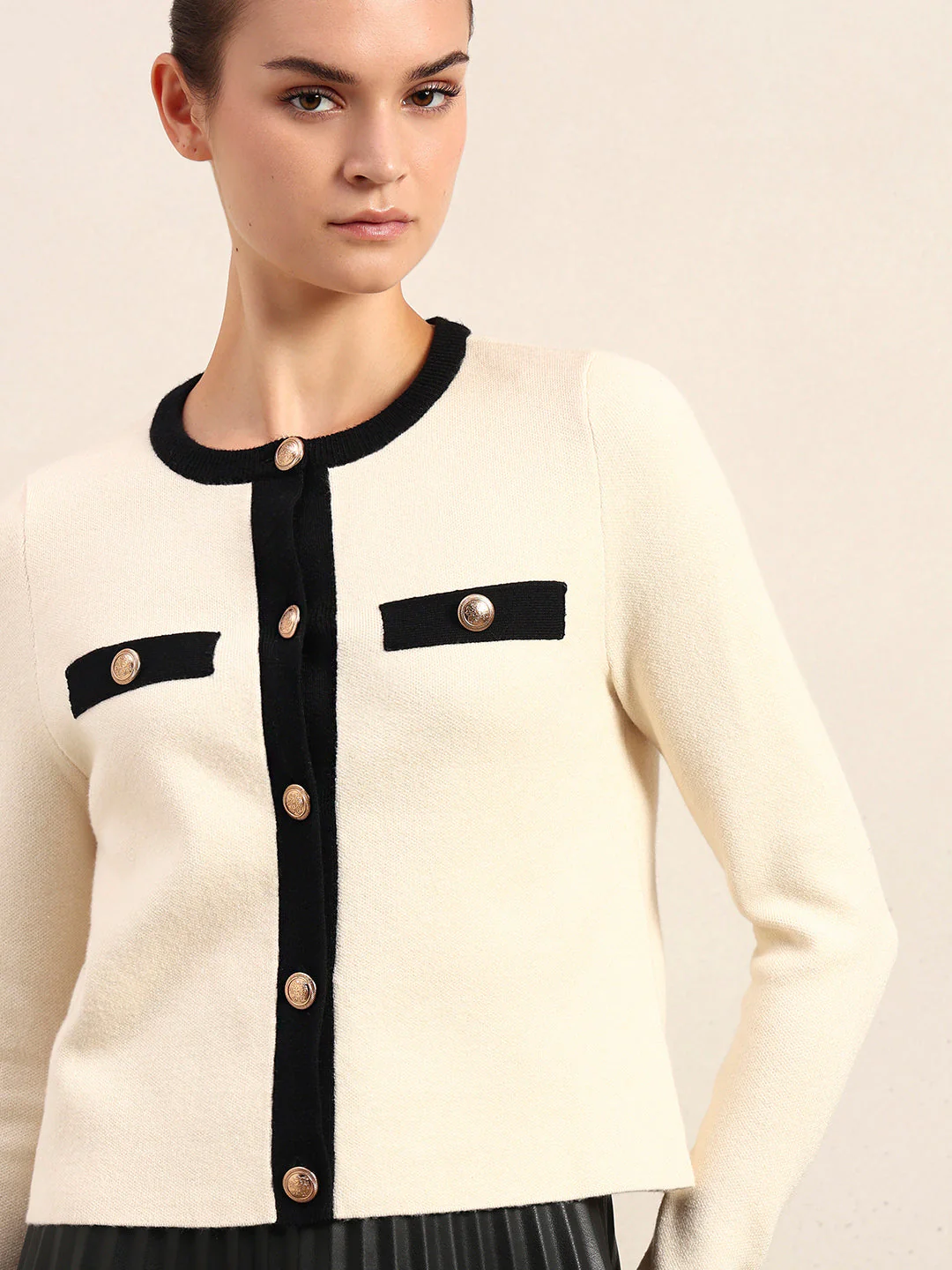 Contrast Trim Knit Cardigan - Image 6