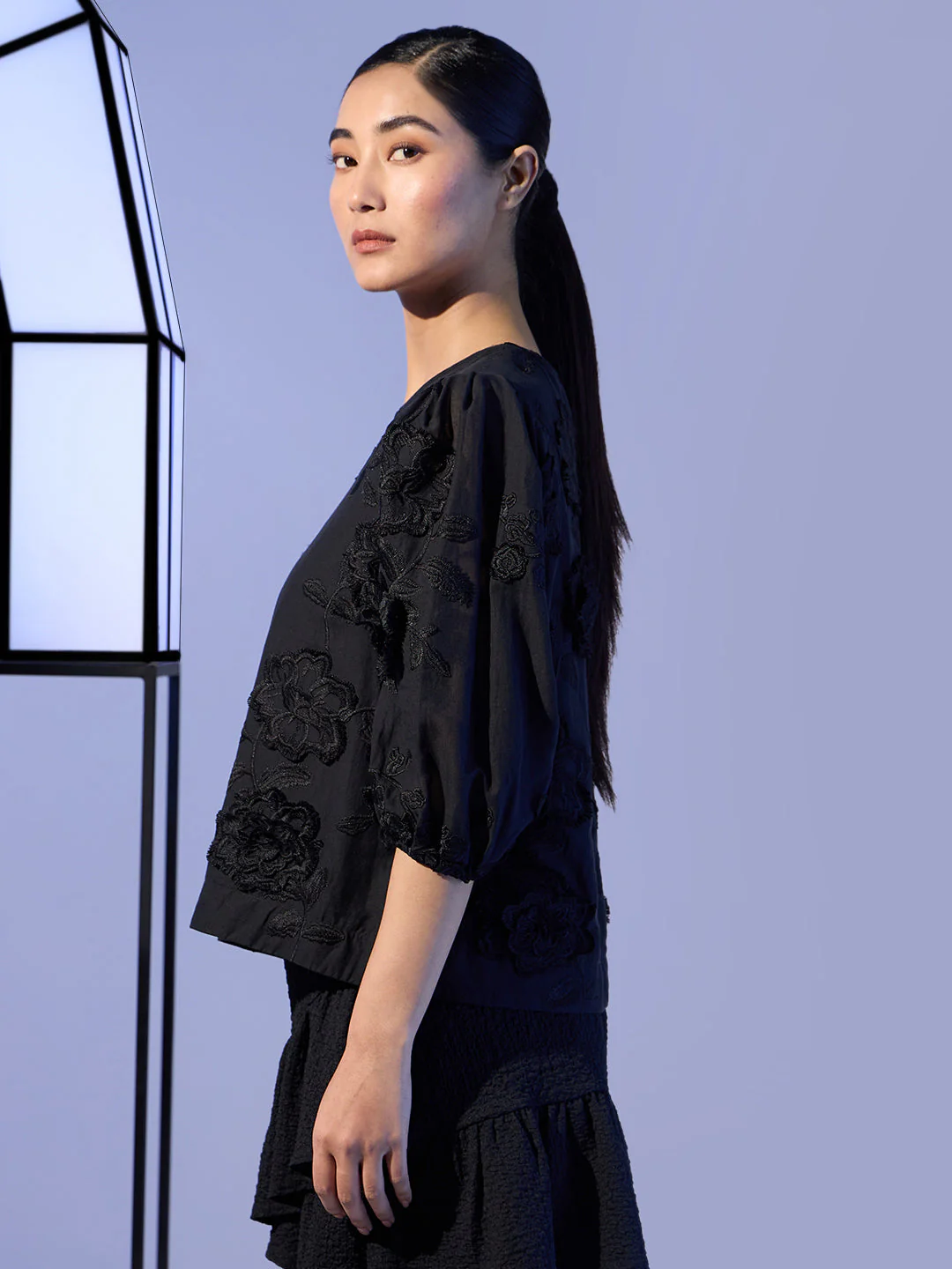 EDIT Embroidered Puff Sleeves Top - Image 3