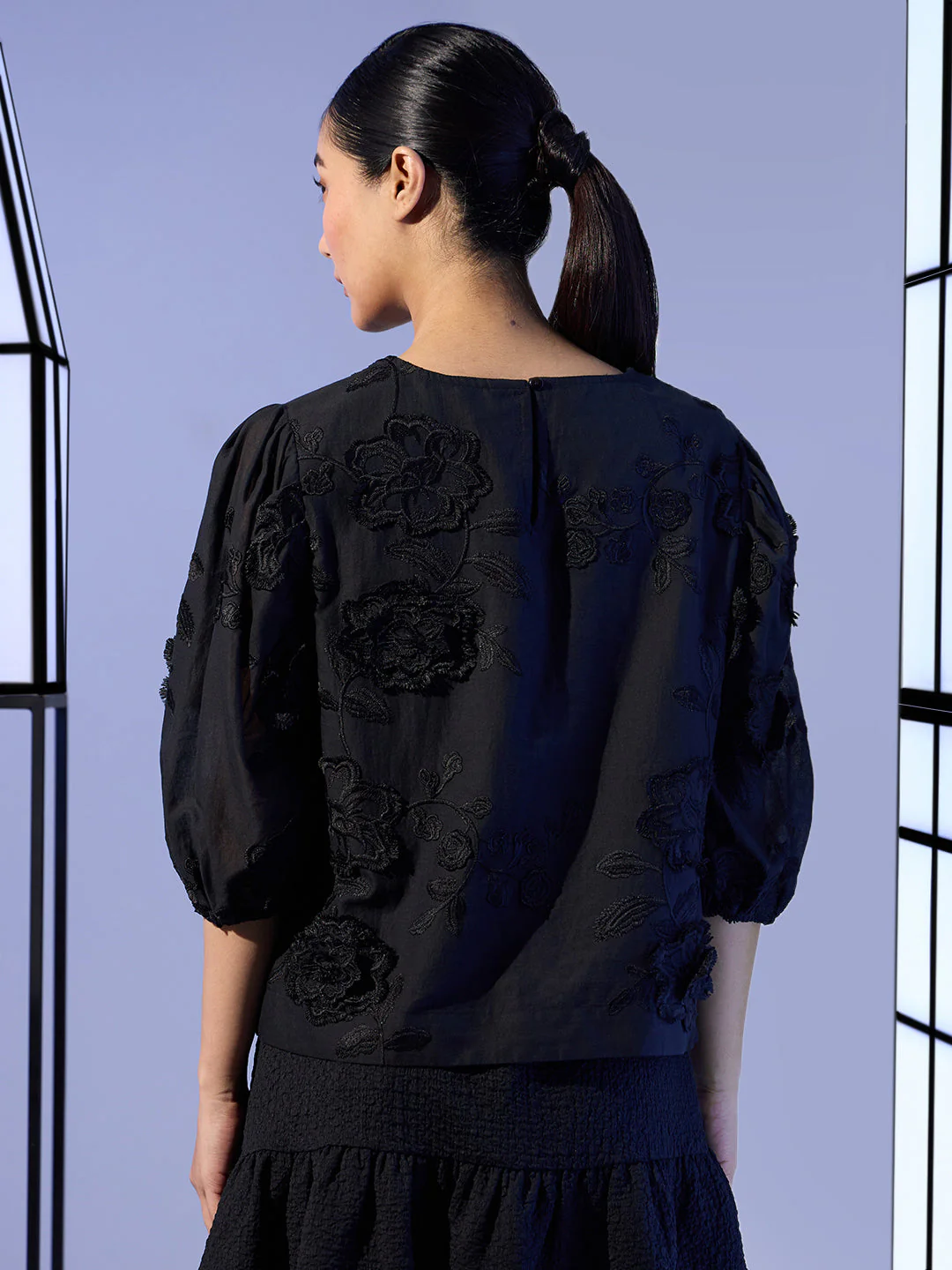 EDIT Embroidered Puff Sleeves Top - Image 4