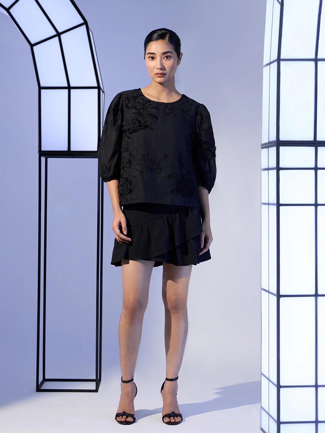 EDIT Embroidered Puff Sleeves Top - Image 5