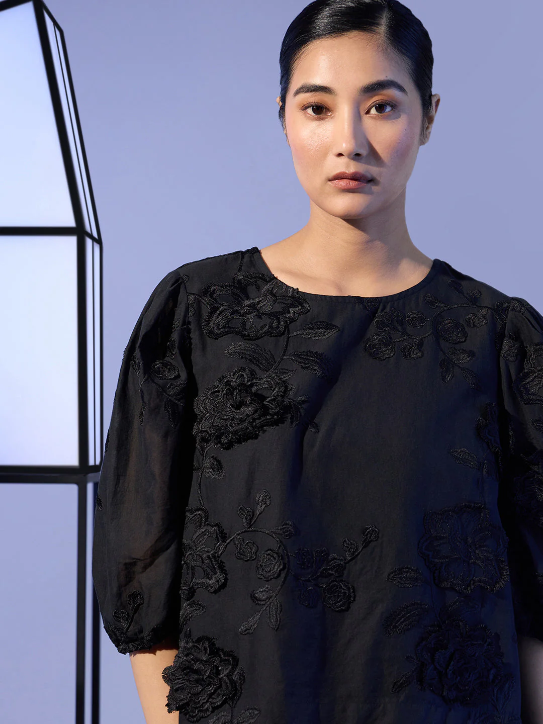 EDIT Embroidered Puff Sleeves Top - Image 6