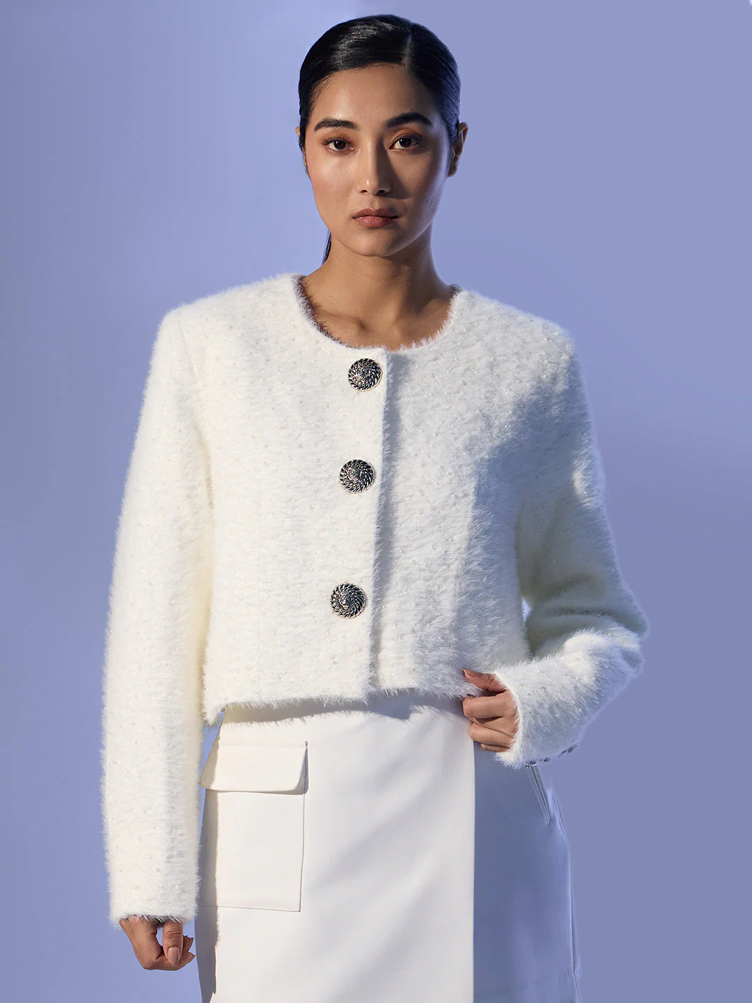 EDIT White Pearl Embellished Jacket - Image 2