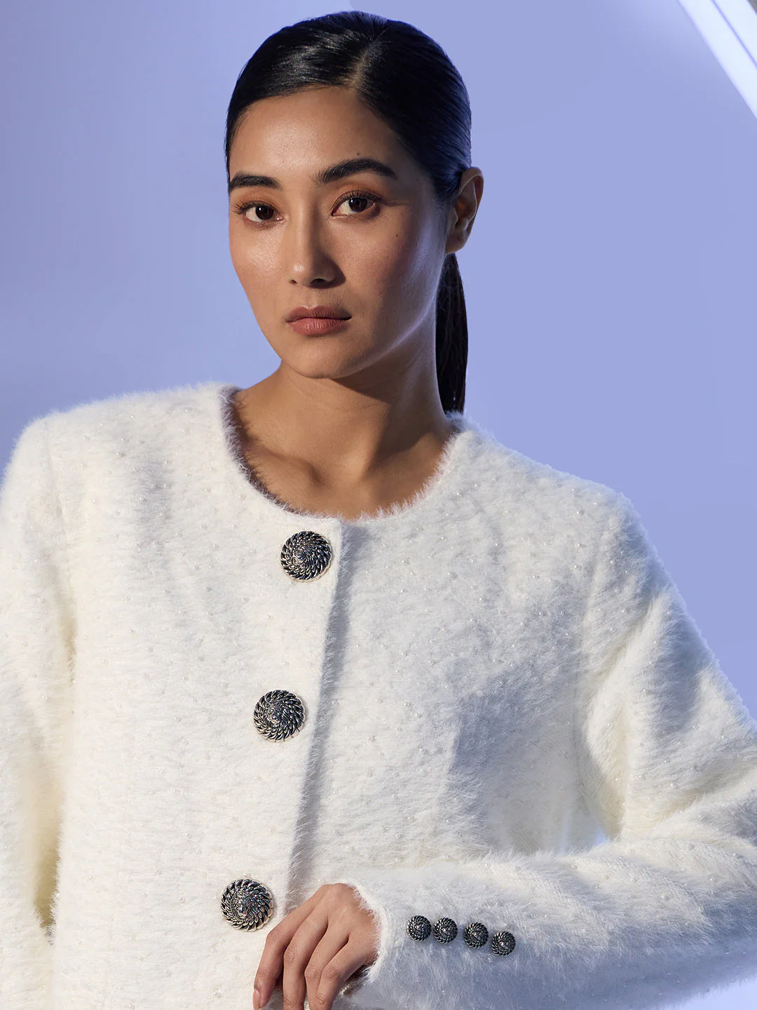 EDIT White Pearl Embellished Jacket - Image 6