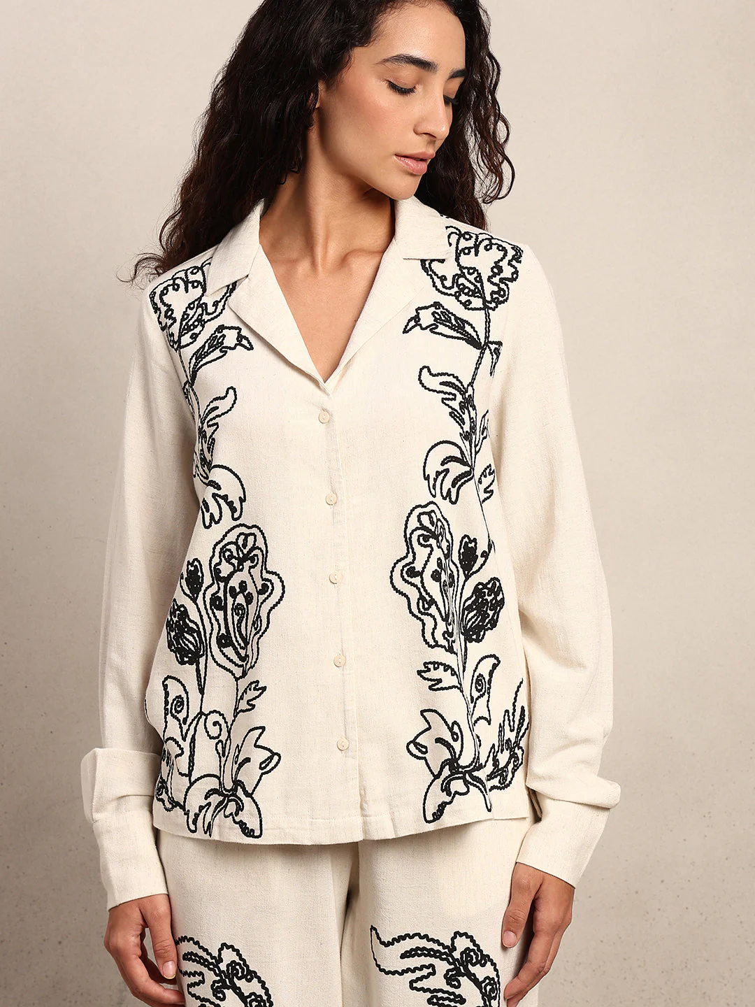 Black Cording V-Neck Shirt - Image 6