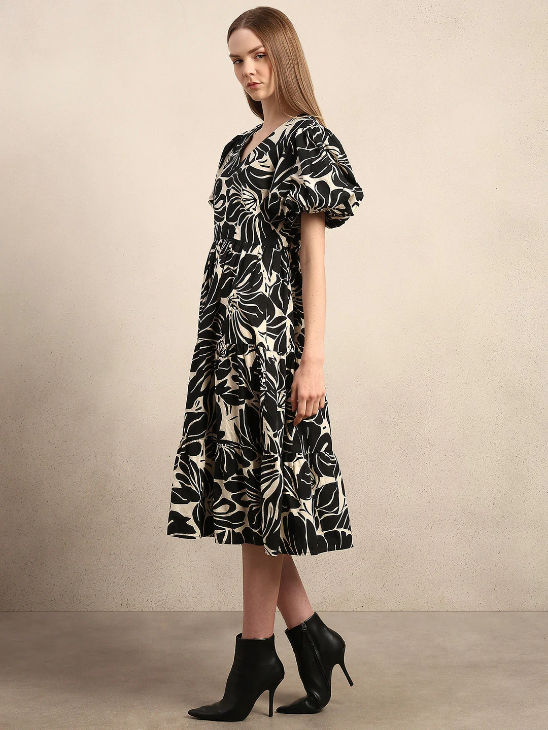 Floral V-Neck Midi Dress - Image 3
