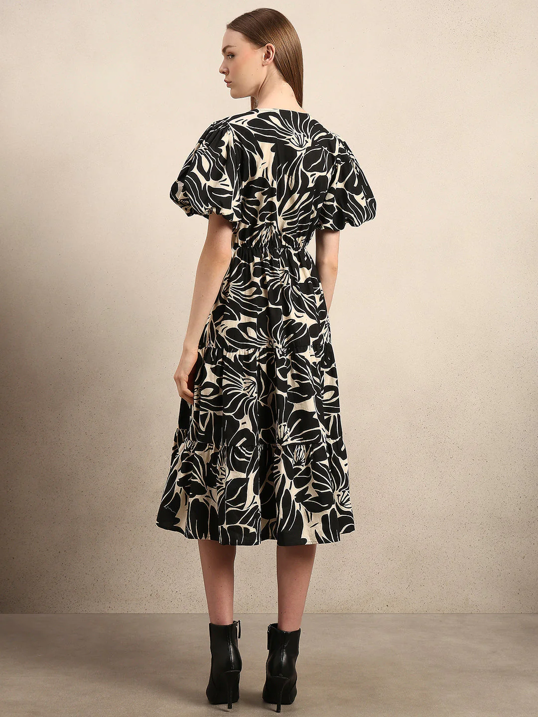 Floral V-Neck Midi Dress - Image 4