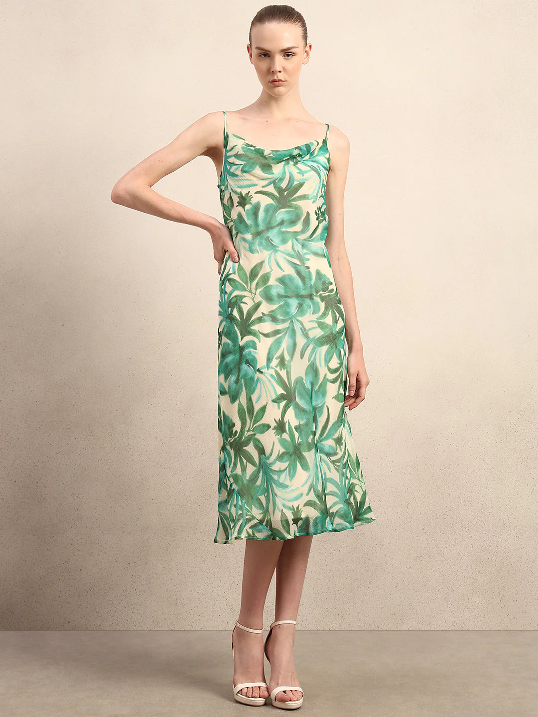 Printed Cown Neck Slip Dress - Image 2