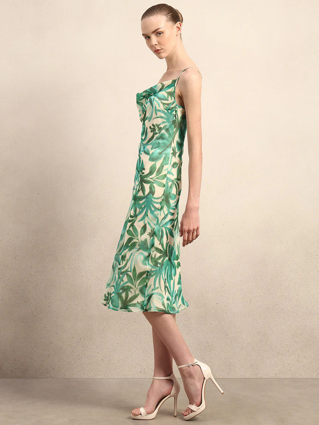 Printed Cown Neck Slip Dress - Image 3