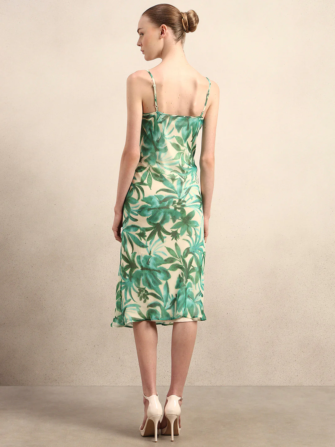 Printed Cown Neck Slip Dress - Image 4