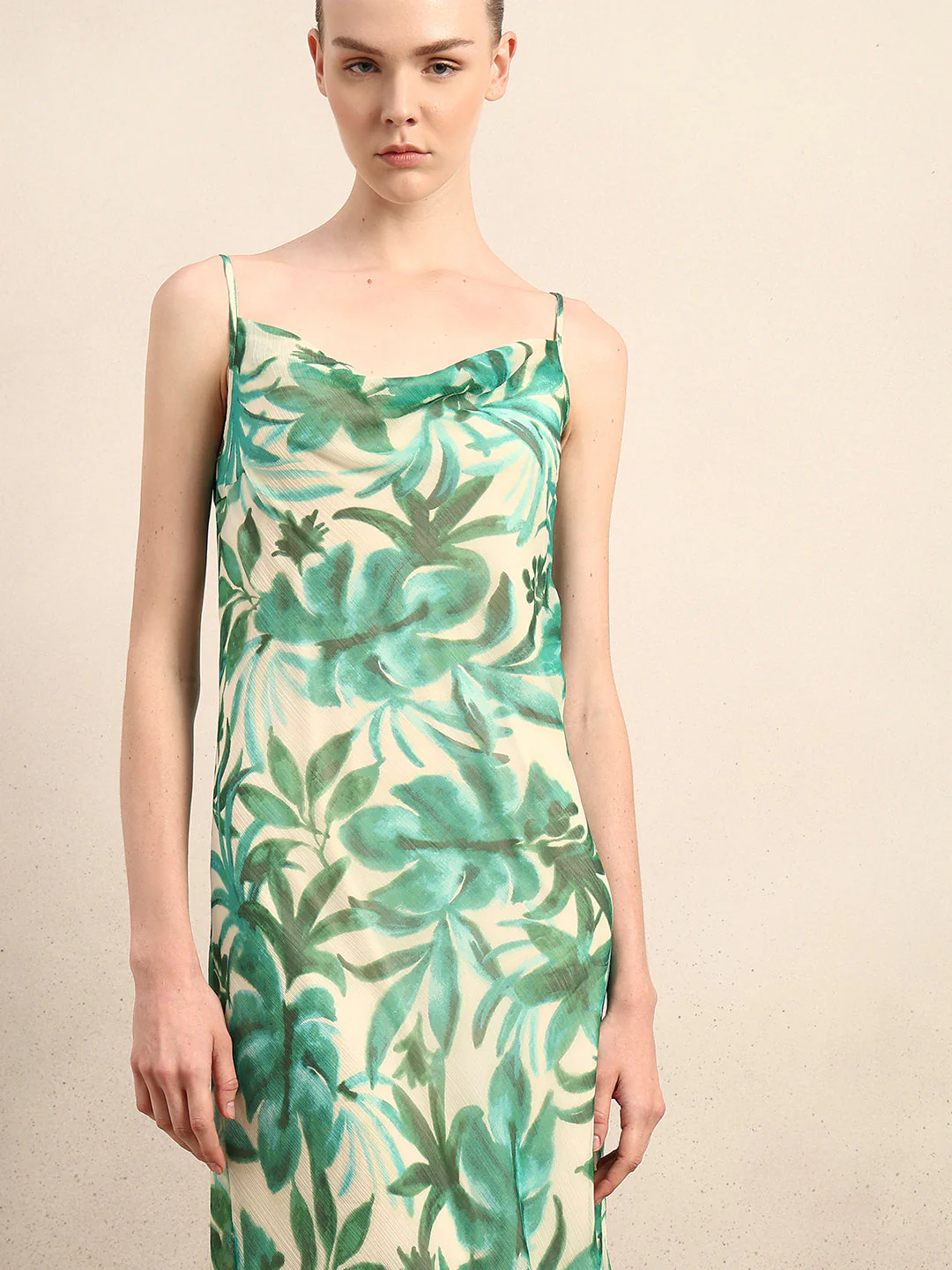 Printed Cown Neck Slip Dress - Image 5