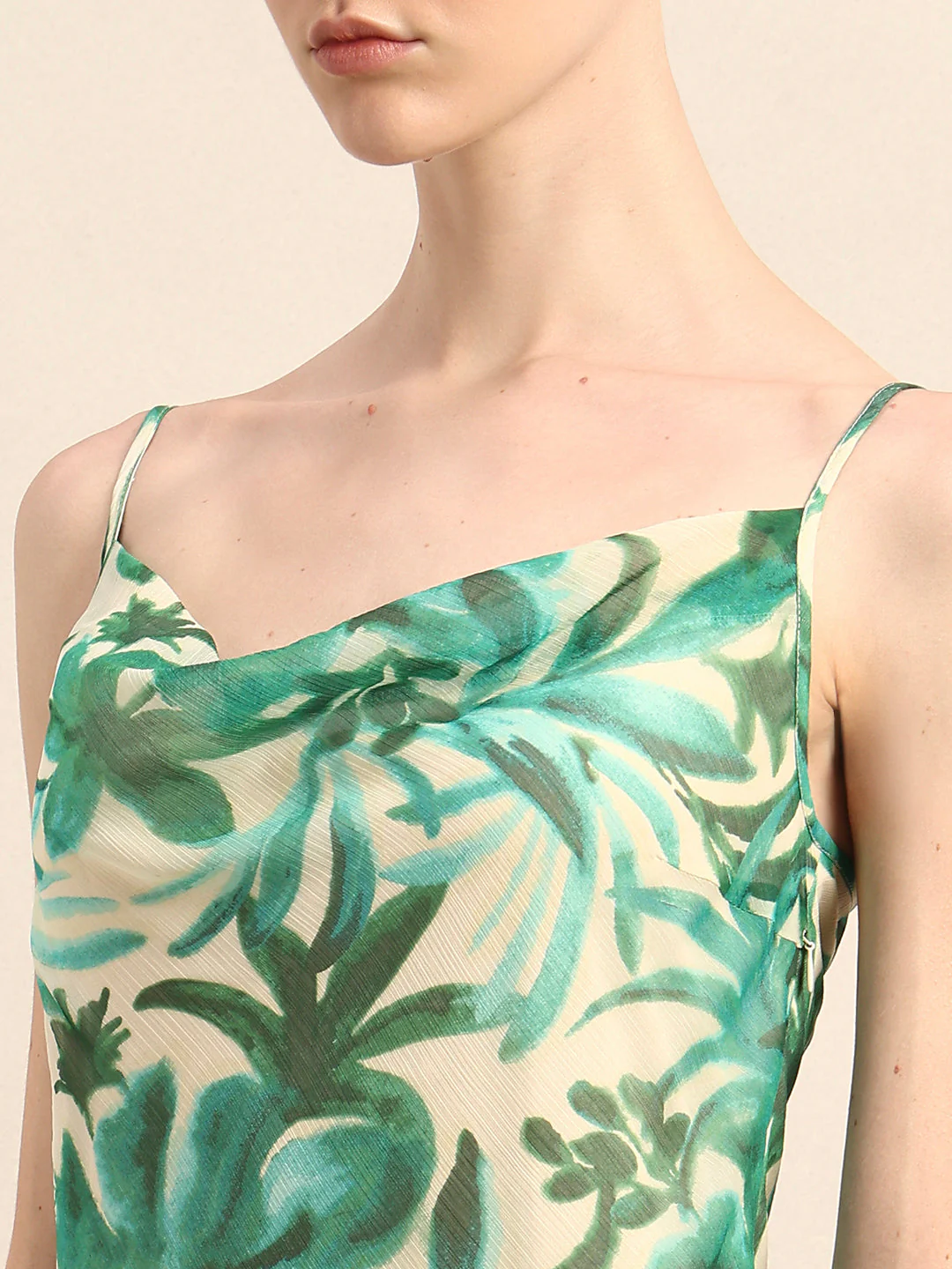 Printed Cown Neck Slip Dress - Image 6