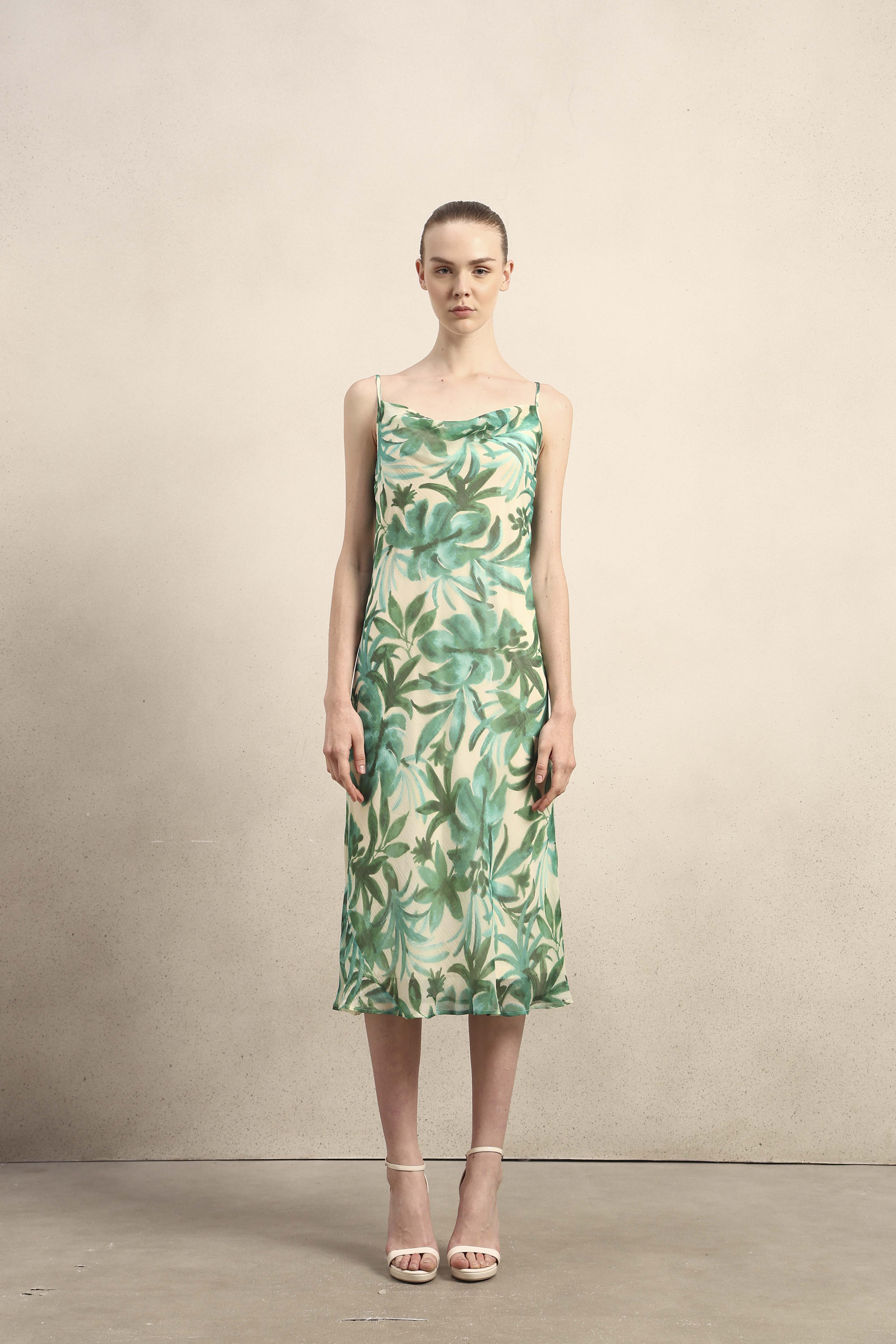 Printed Cown Neck Slip Dress - Image 8