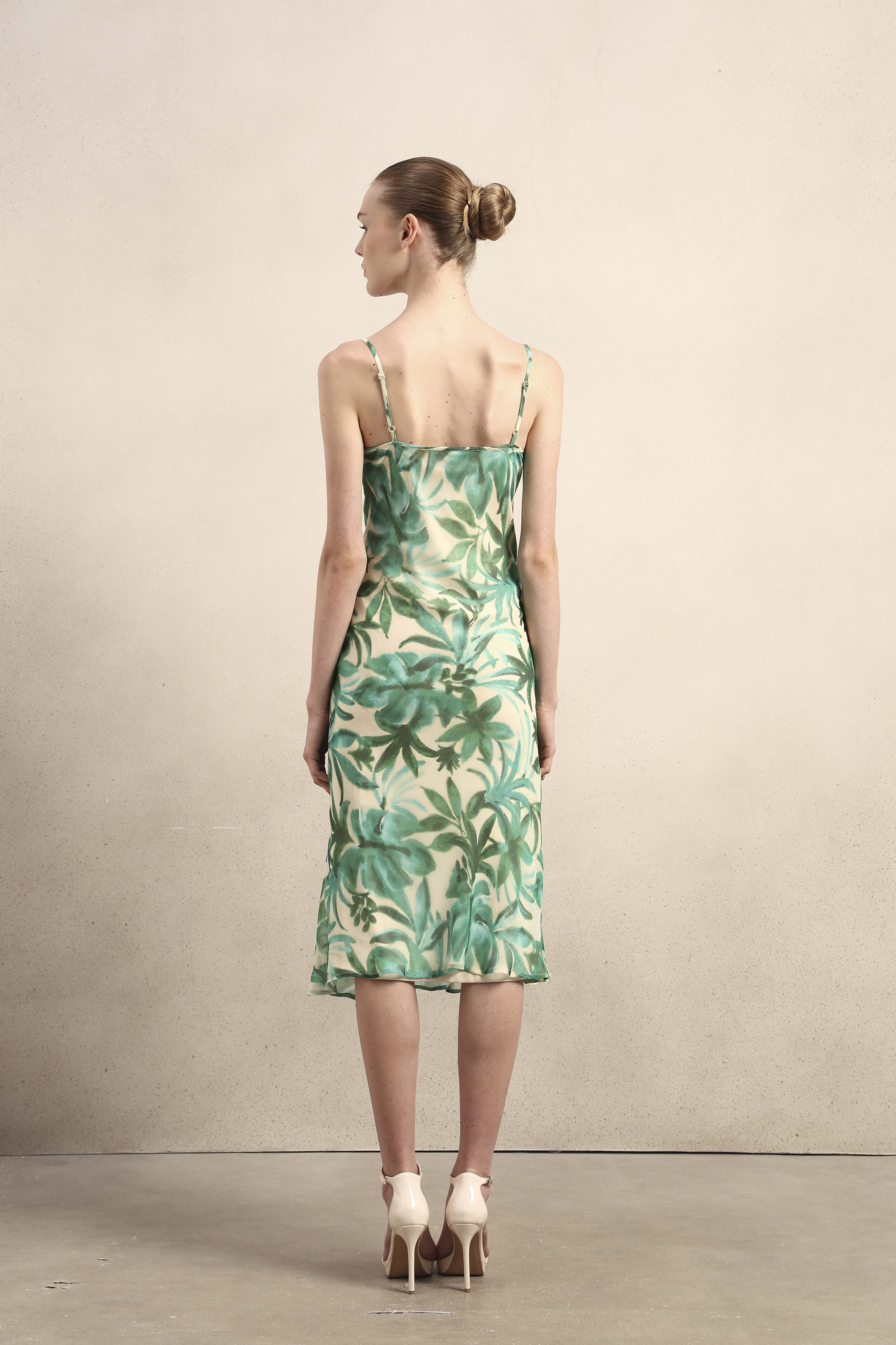 Printed Cown Neck Slip Dress - Image 9