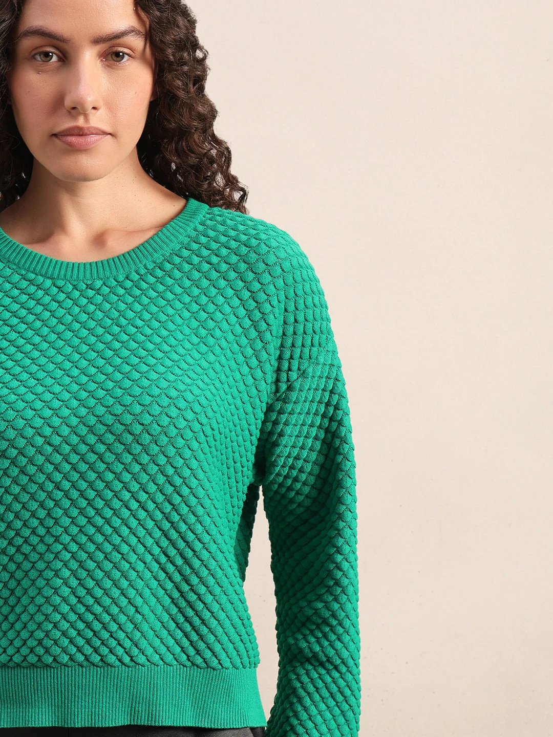 Green Textured Cotton Pullover - Image 6